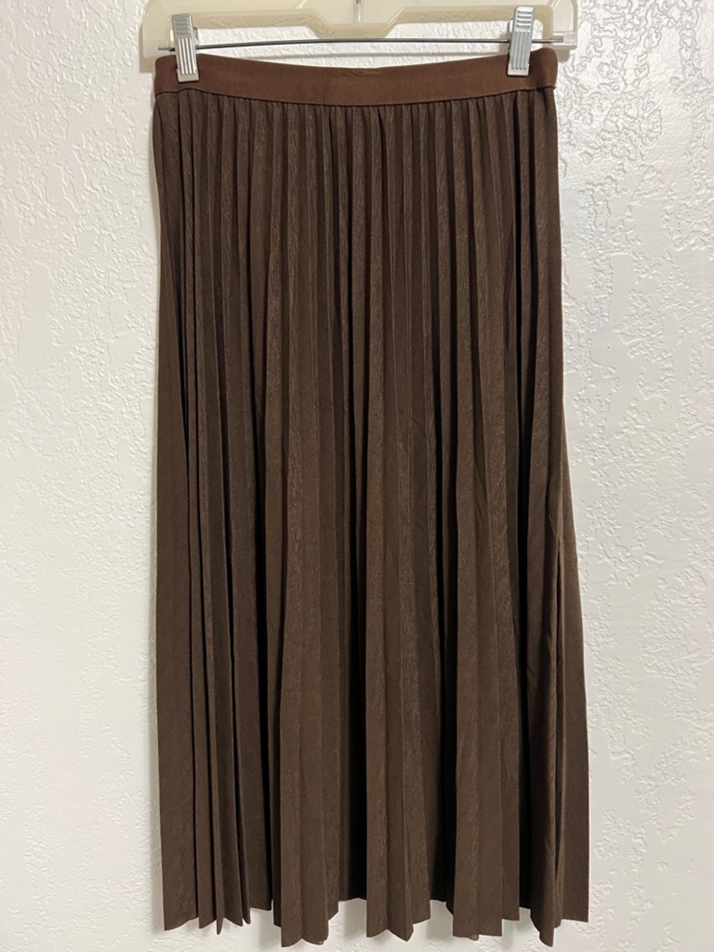 Women's Brown Pleated Midi Skirt